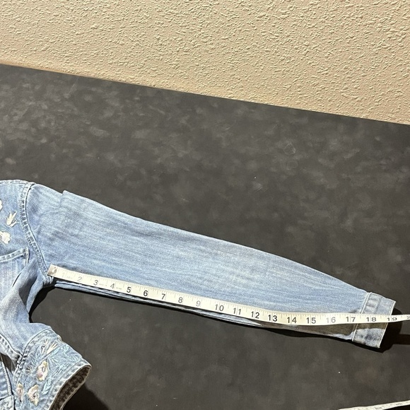 Vintage 90s Y2K Retro Floral Embroidered Button Denim Jacket Fairy Grunge Whimsy - Picture 7 of 10